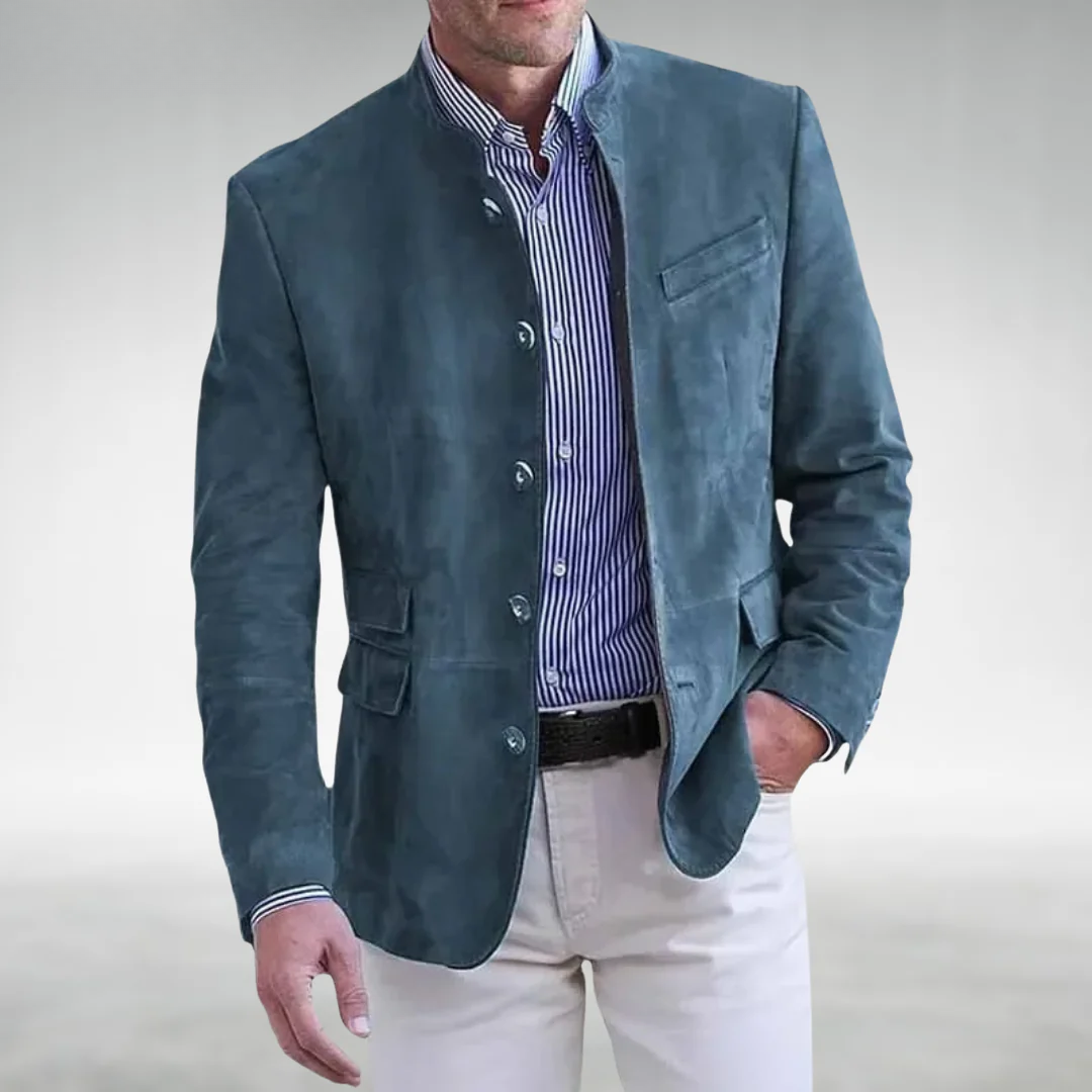 Herren Lederjacke Regular Fit Stehkragen Wildleder Elegant Alltag Business Freizeit Zeitlos