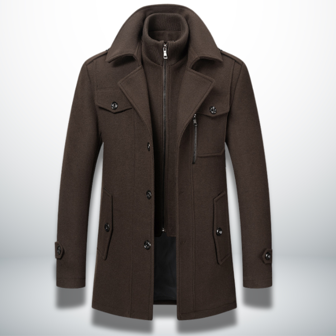 Herren Mantel Langarm Tailliert Reverskragen Reißverschluss Elegant Wintermantel Business Casual
