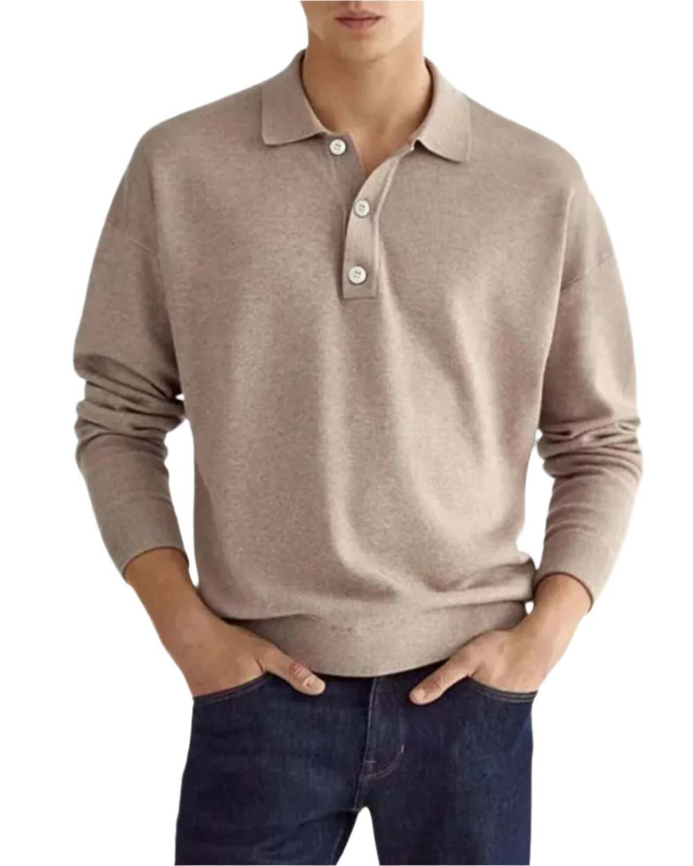 Herren Polopullover tailliert Kragen langarm atmungsaktiv bequem vielseitig