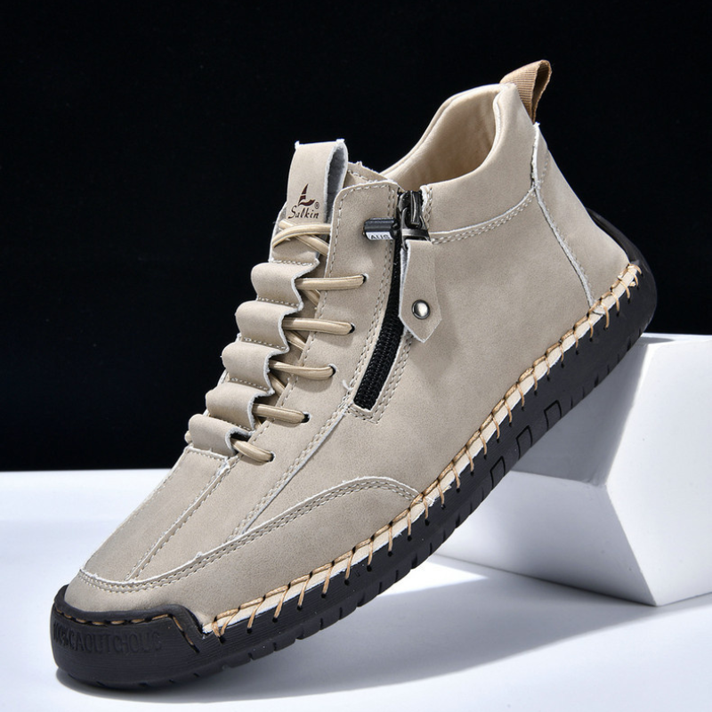 Herren Schuhe Nubukleder seitlicher Reißverschluss gepolstert rutschfeste Gummisohle flexibel Alltag