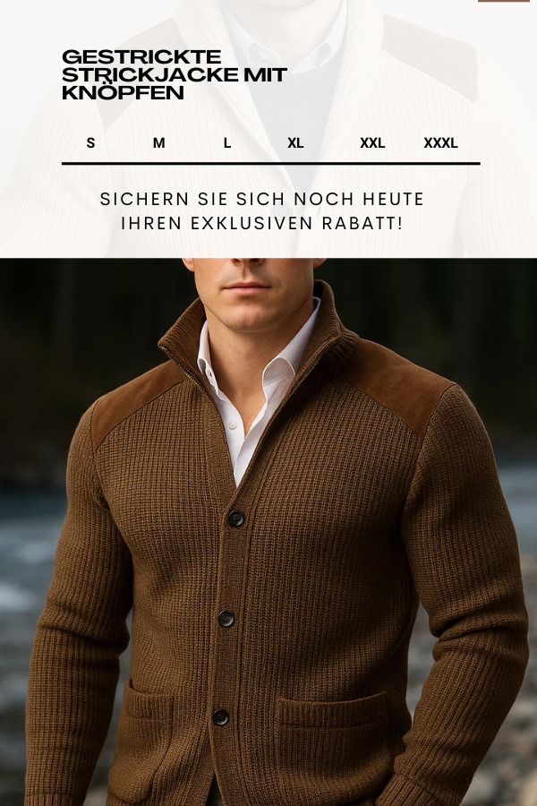 Herren Strickcardigan Regular Fit Struktur Strick Knopfleiste Taschen Warm Casual Business Alltag