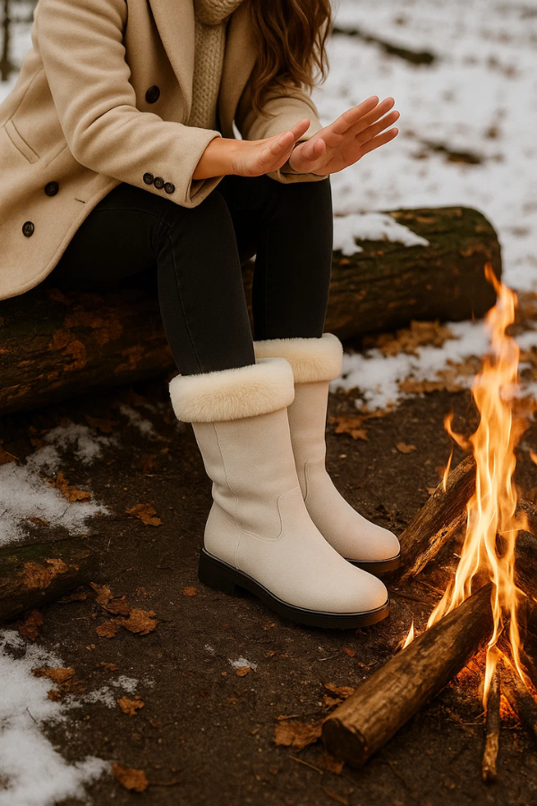 Damen Winterstiefel Reißverschluss rutschfest gefüttert solide warm bequem