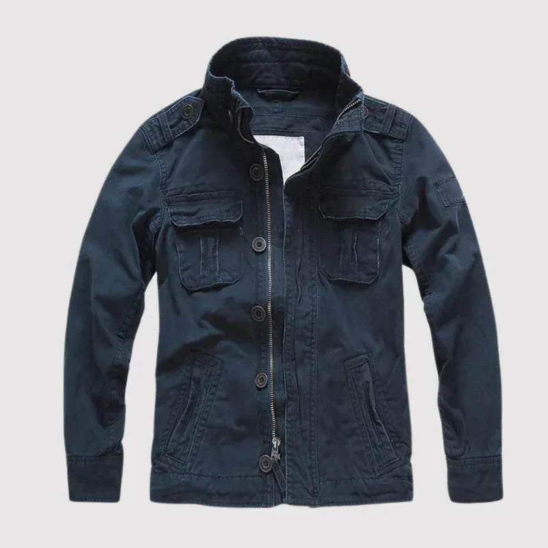 Herren Jeansjacke Regular Fit Denim Militärstil Mehrere Taschen Robust Alltag Streetwear Vintage