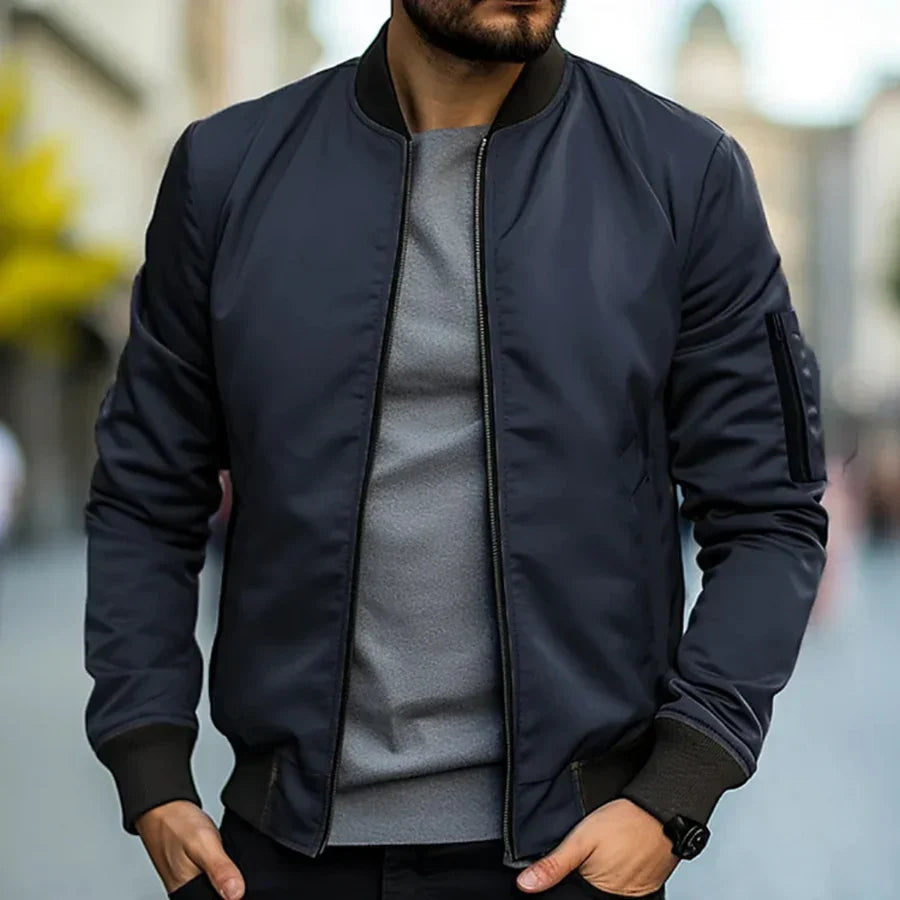 Herren Bomberjacke Regular Fit Leicht Atmungsaktiv Übergangsjacke Reißverschluss Freizeit Streetwear