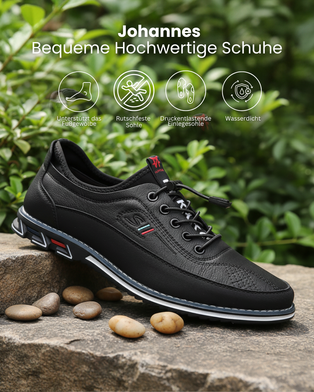 Herren Sneakers Schwarz Schnürung Rutschfest Komfort Alltag