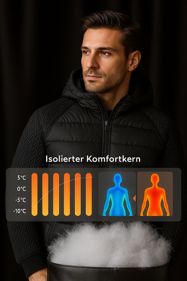 Herren Winterjacke Slim Fit Winddicht Wasserabweisend Leicht Kapuze Outdoor Warm Funktionsjacke