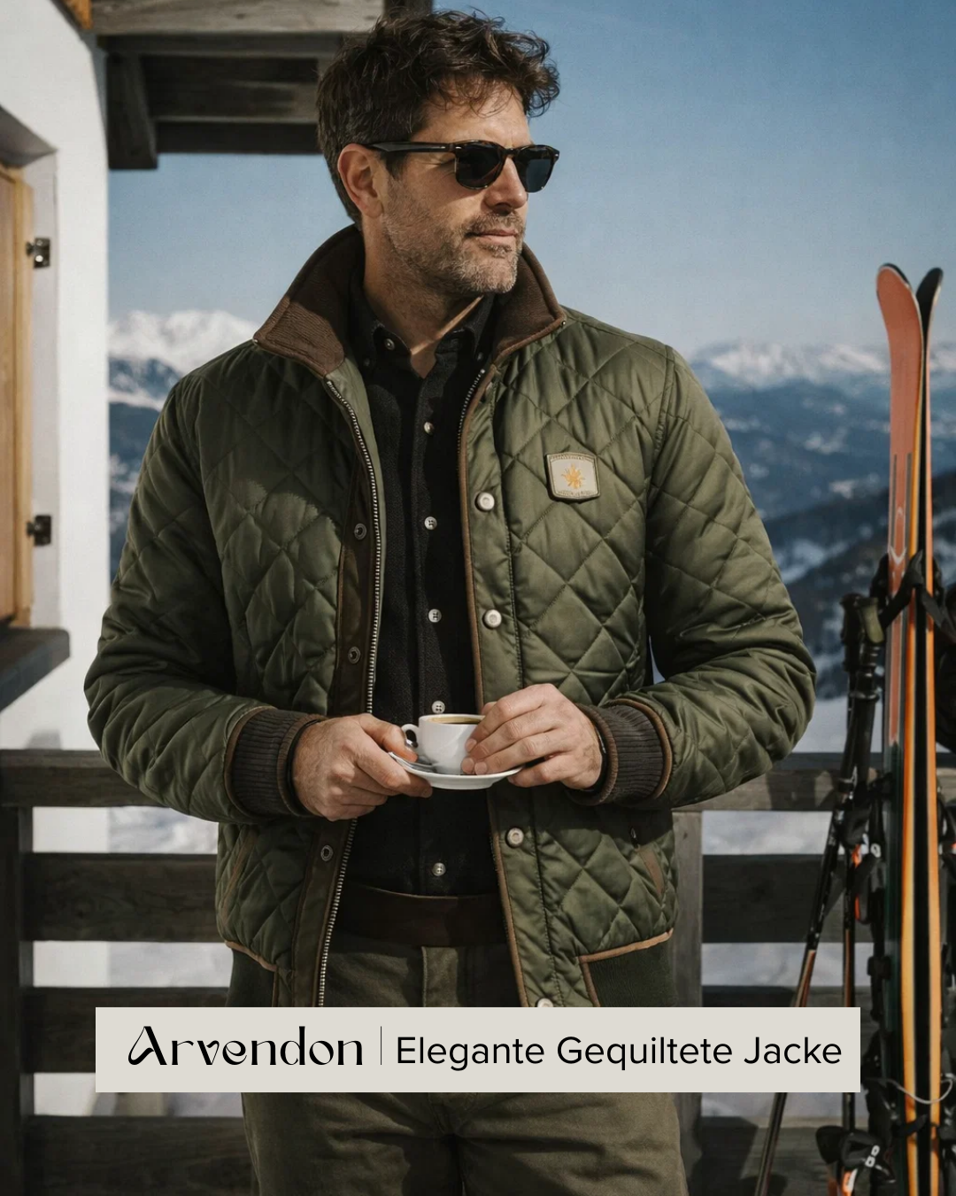 Herren Steppjacke Regular Fit Wattiert Lederdetails Casual Warm Herbst Winter Outdoor
