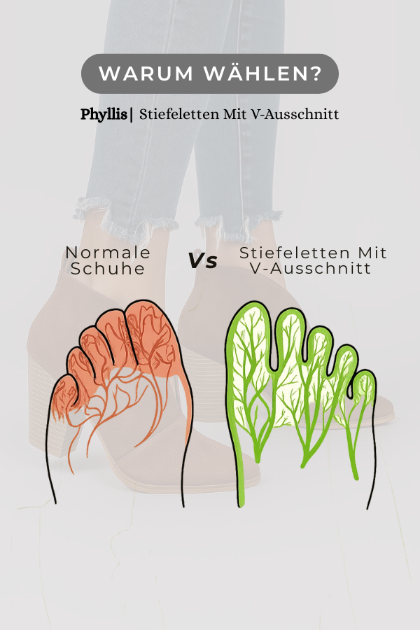 Damen Stiefeletten V-Ausschnitt Blockabsatz Slip-On bequem vielseitig