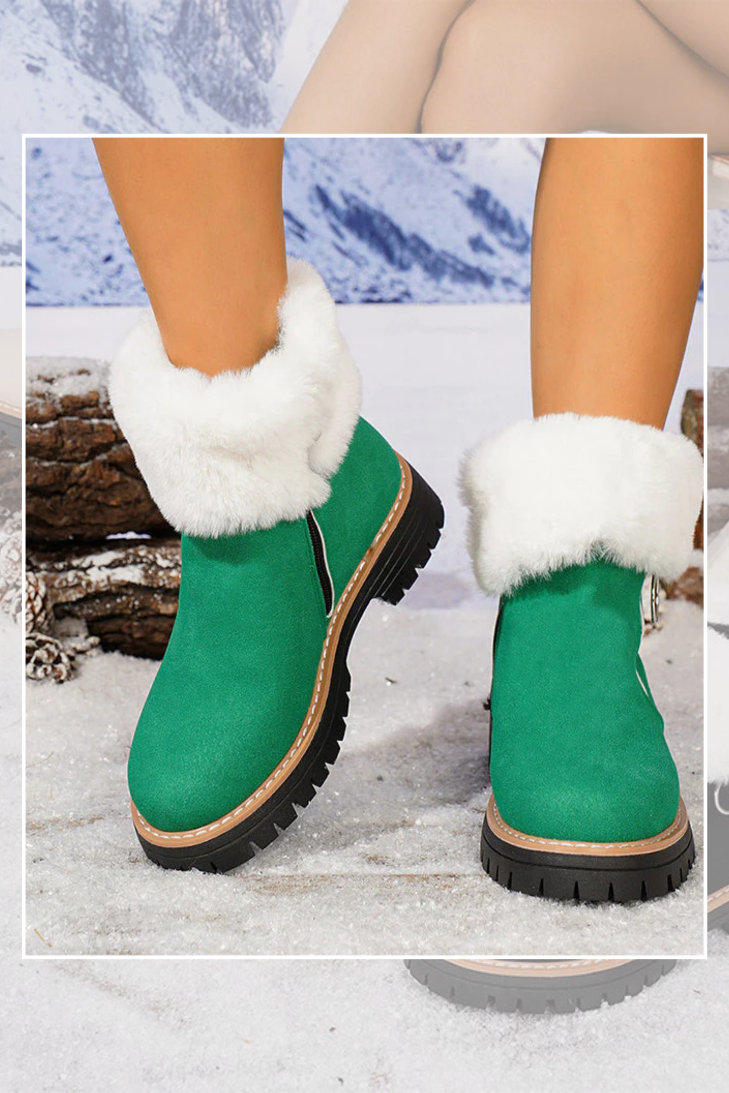Damen Schneestiefel Kunstpelz Reißverschluss rutschfest warm bequem