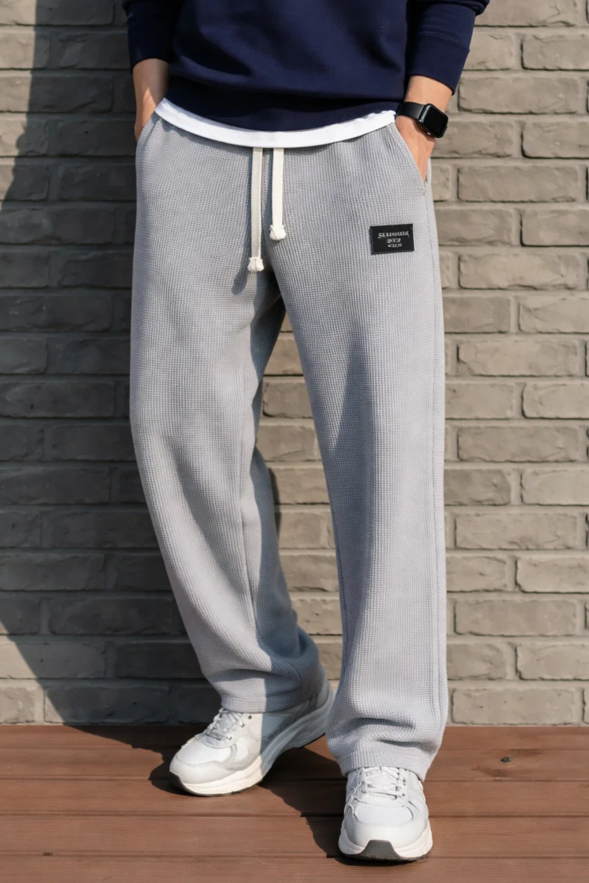 Herrenhose Entspannte Passform Kordelzug leicht elastisch bequeme Taschen