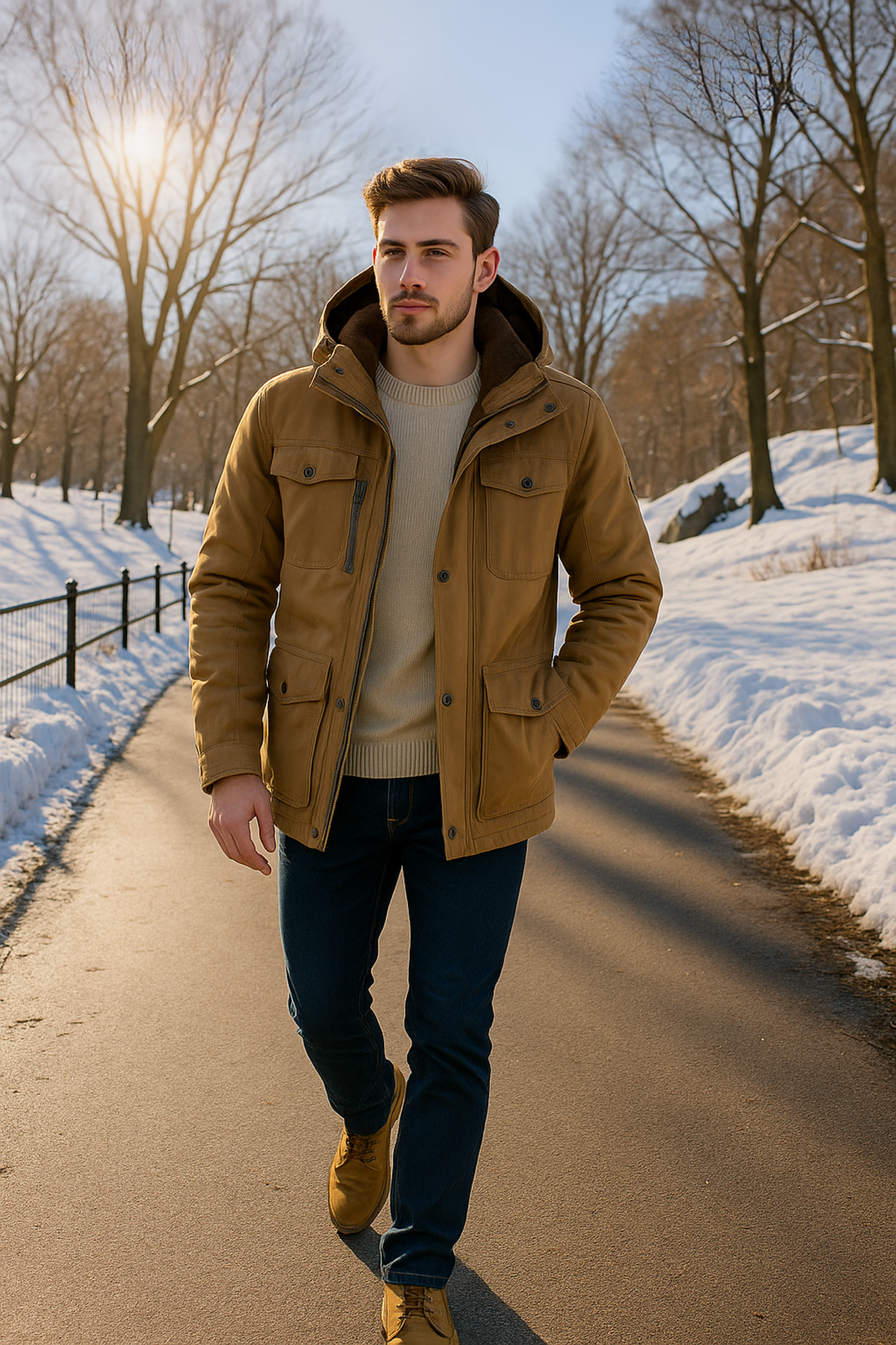 Herren Winterjacke Regular Fit Warm Gefüttert Winddicht Wetterfest Reißverschluss Freizeit Outdoor
