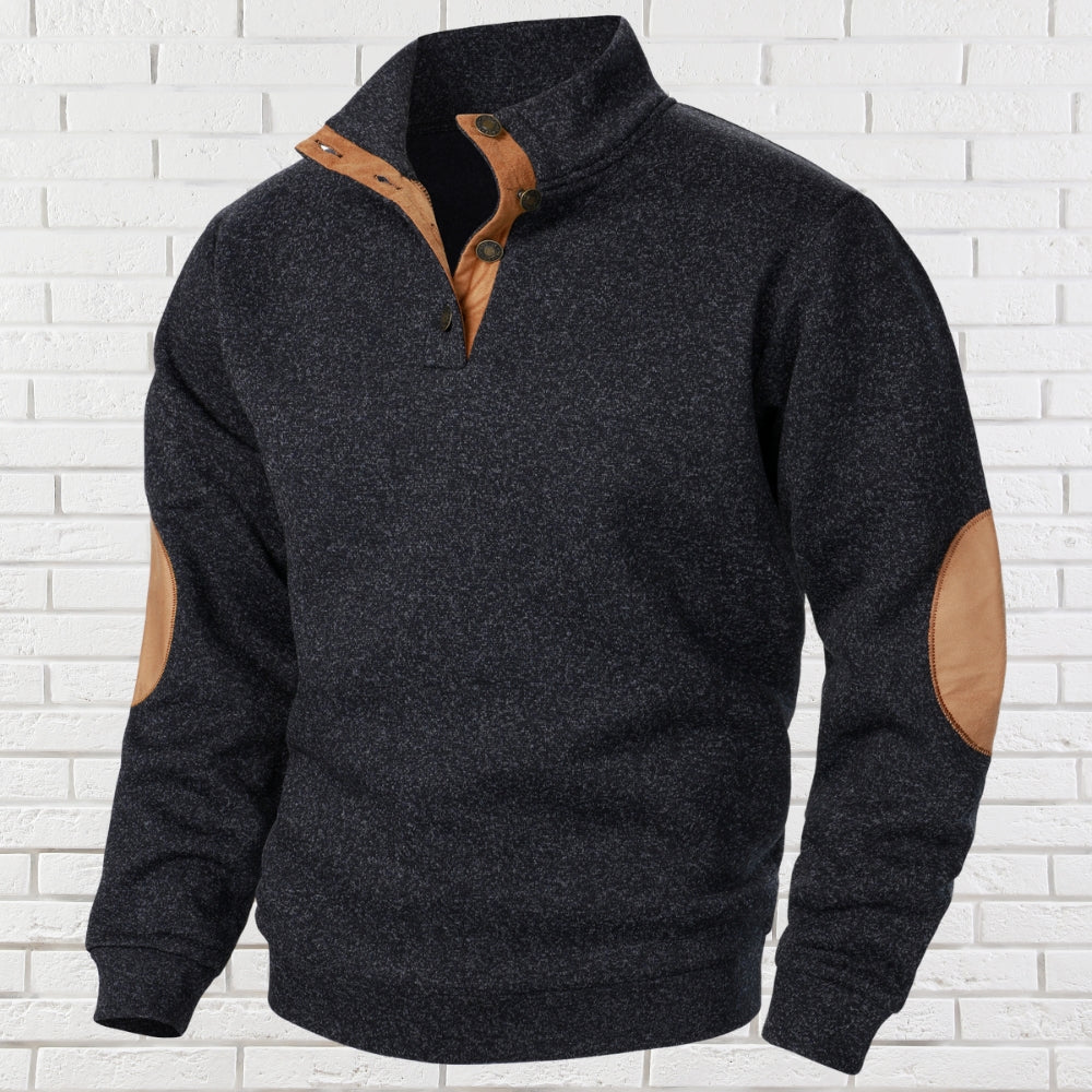 Herren Pullover Regular Fit Stehkragen Knopfleiste Strick Warm Casual Elegant Übergang Alltag