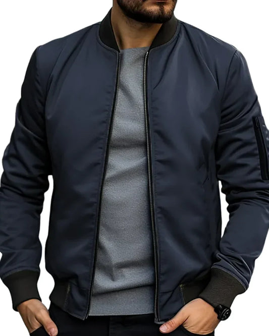 Herren Bomberjacke Regular Fit Leicht Atmungsaktiv Übergangsjacke Reißverschluss Freizeit Streetwear