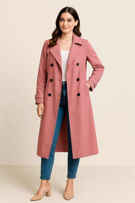 WILHELM | Damen Atmungsaktiver Trenchcoat lang mit tailliertem Schnitt