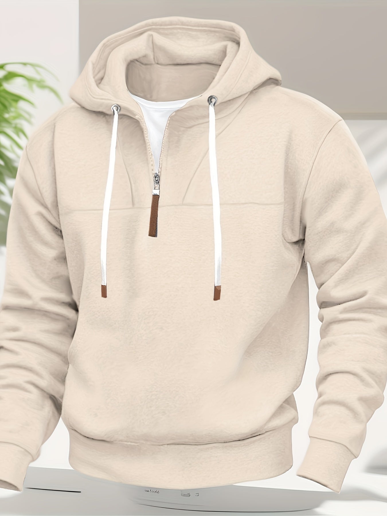 Herren Kapuzenpullover Cape Stil halber Reißverschluss locker geschnitten bequem