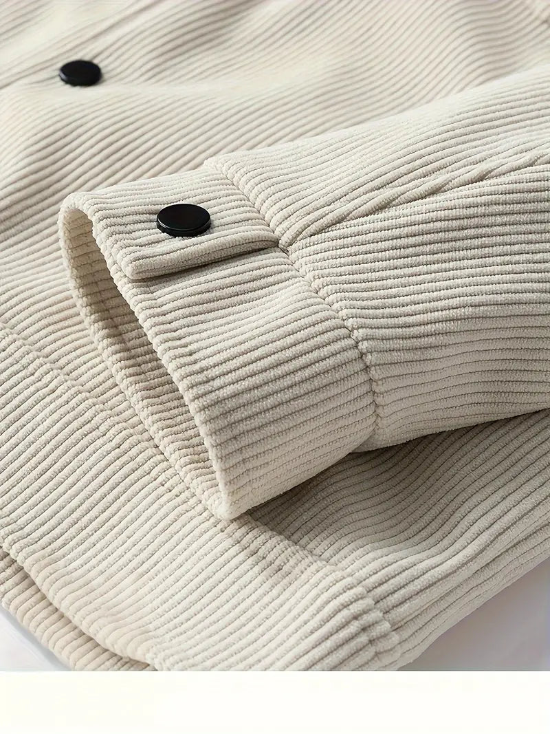 Herren Cordjacke Regular Fit Elegant Strukturierter Cord Freizeit Büro Alltag Herbst Übergang Klassisch