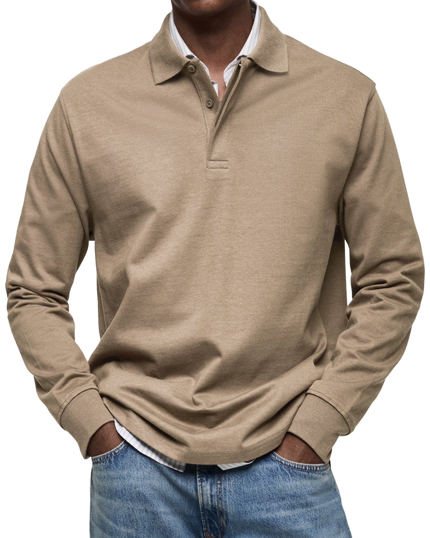 Herren Polo Knopfleiste Langarm klassisch bequem vielseitig elegant