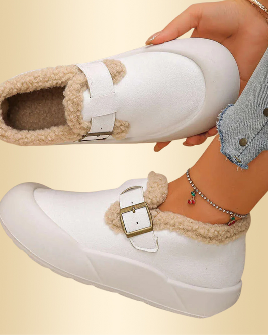 Damen Slip-on Wildleder Optik Fleece Futter rutschfester Slip-On bequem warm