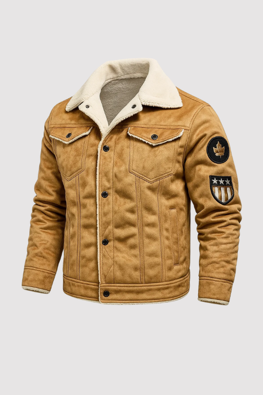 Herren Winterjacke Kunstfell warm gefüttert langarm einfarbig Freizeitjacke