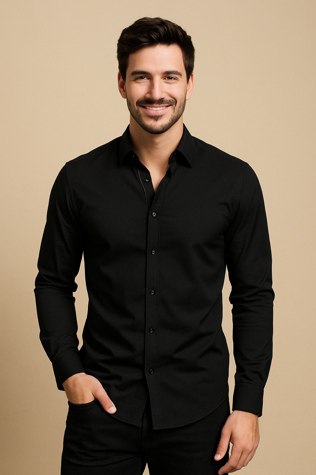 WILHELM | Herren Langarmhemd mit Stretch für Büro und Alltag