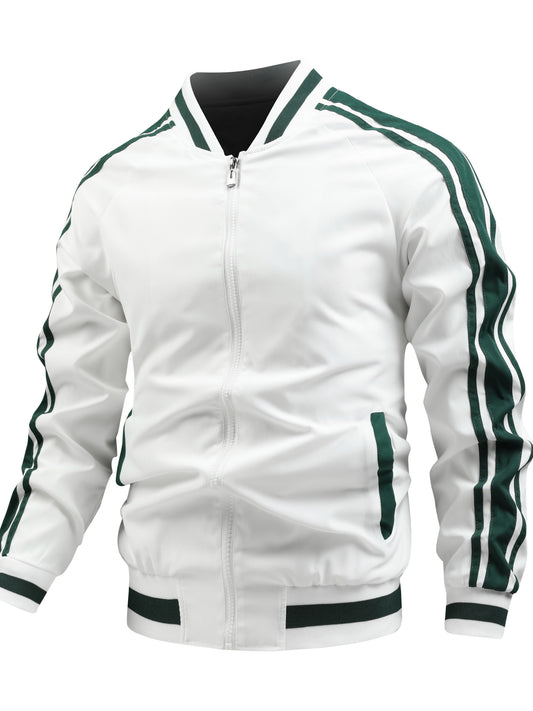 Damen Jacke Regular Fit Lila Streifen Reißverschluss Sportlich Weich Warm Alltag Freizeit Übergang