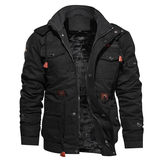 Herren Kapuzenjacke Regular Fit Warm Gefüttert Übergangsjacke Freizeit Outdoor