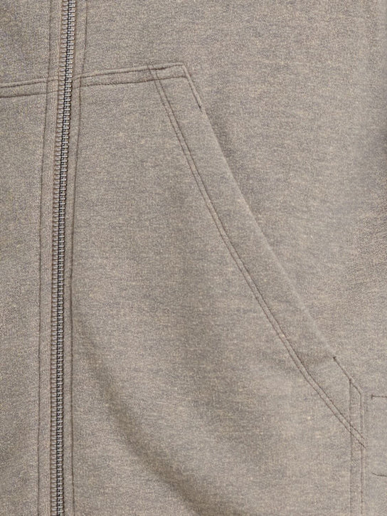 Herren Hoodie Grau Melange Reißverschluss Kapuze Regular Fit Alltag Freizeit