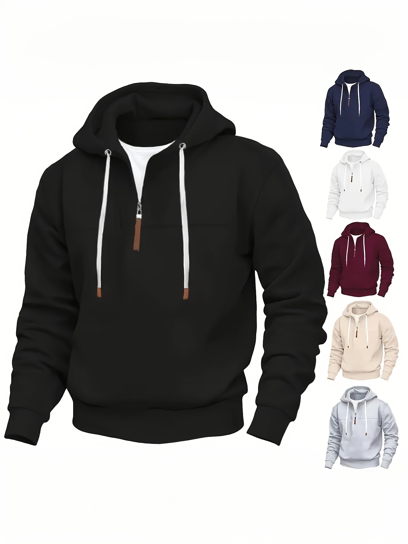 Herren Kapuzenpullover Cape Stil halber Reißverschluss locker geschnitten bequem