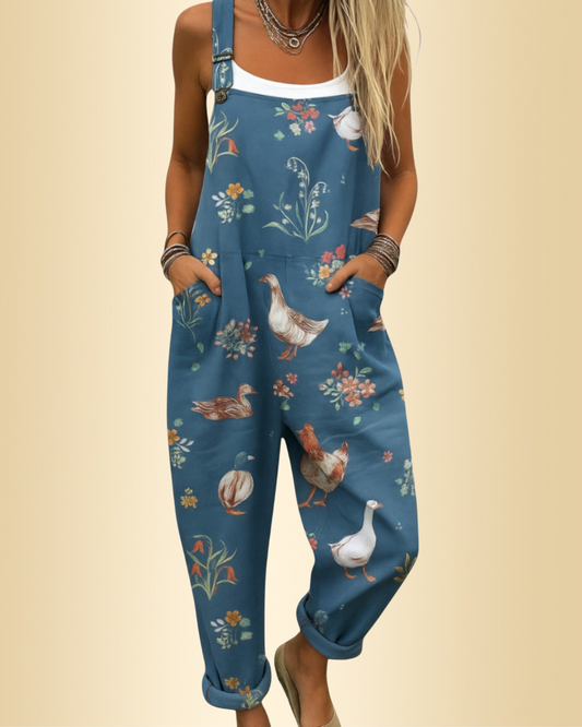 Damen Jumpsuit weit geschnitten, lockere Passform, fließend, bequem