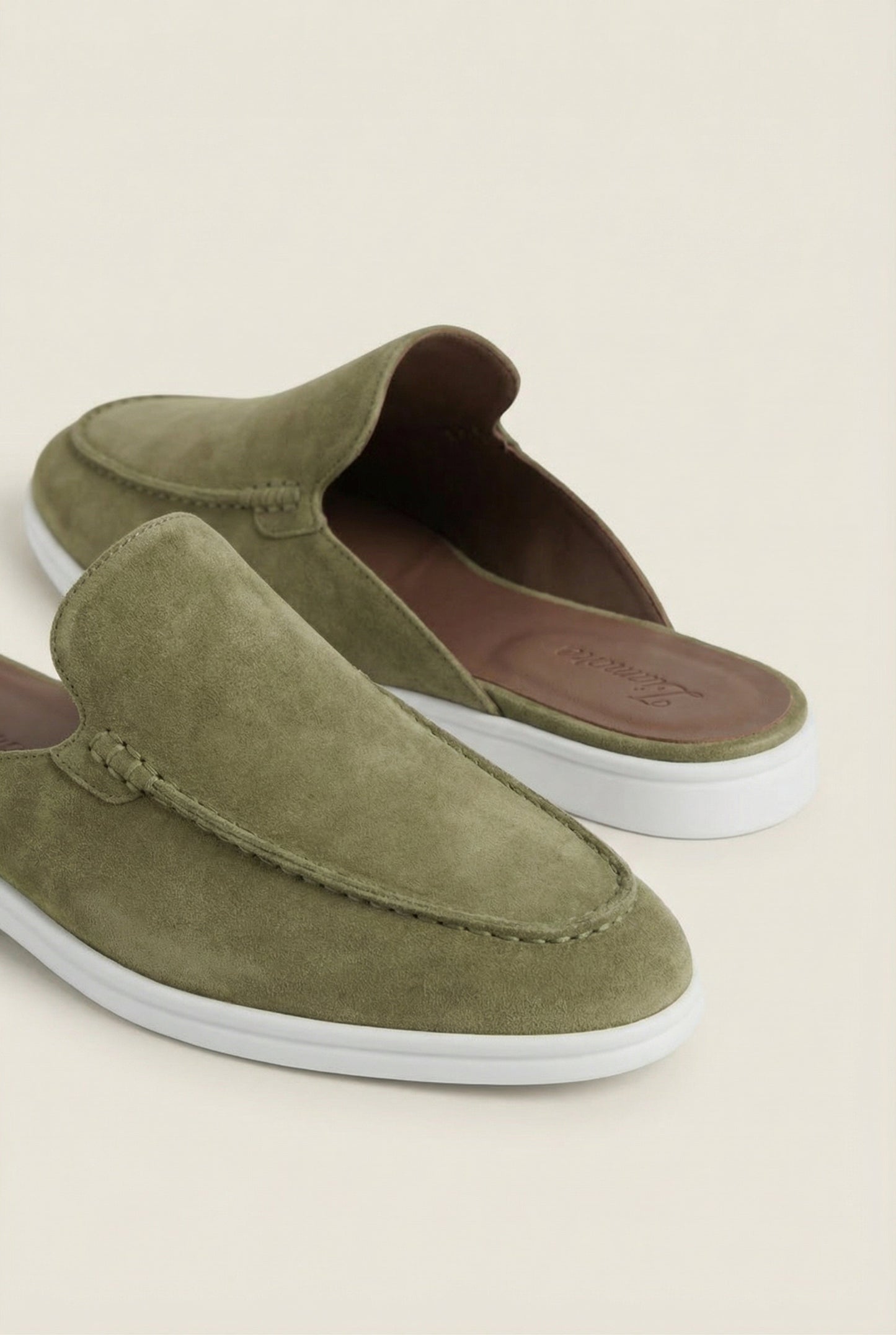 Herren Clogs Oliv Slip-On Schuhe Bequeme Freizeitschuhe Offene Ferse Alltagsschuhe