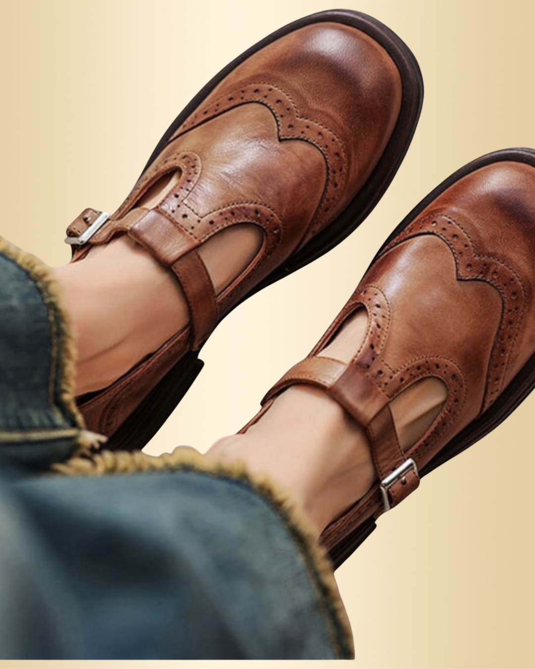 Damen Lederschuhe mit Riemenverschluss rutschfest bequem atmungsaktiv elegant