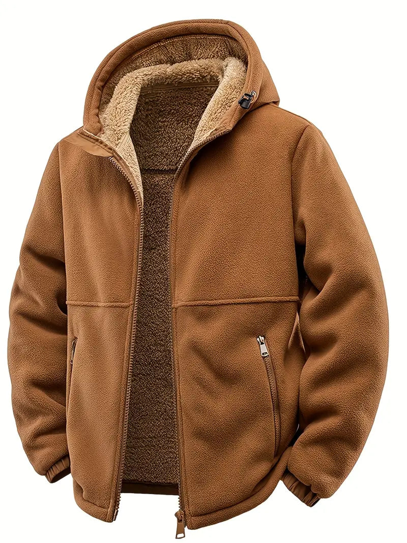 Herren Winterjacke Kapuze Fleece gefüttert Regular Fit Langarm Outdoor Funktionsjacke Warm isoliert