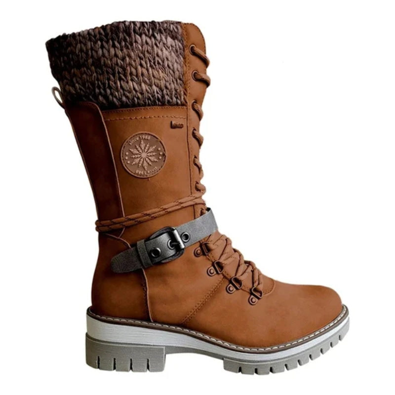 Damen Winterstiefel warm wasserdicht gefüttert schnürbar rutschfest knöchelhoch isoliert Outdoor Schuhe