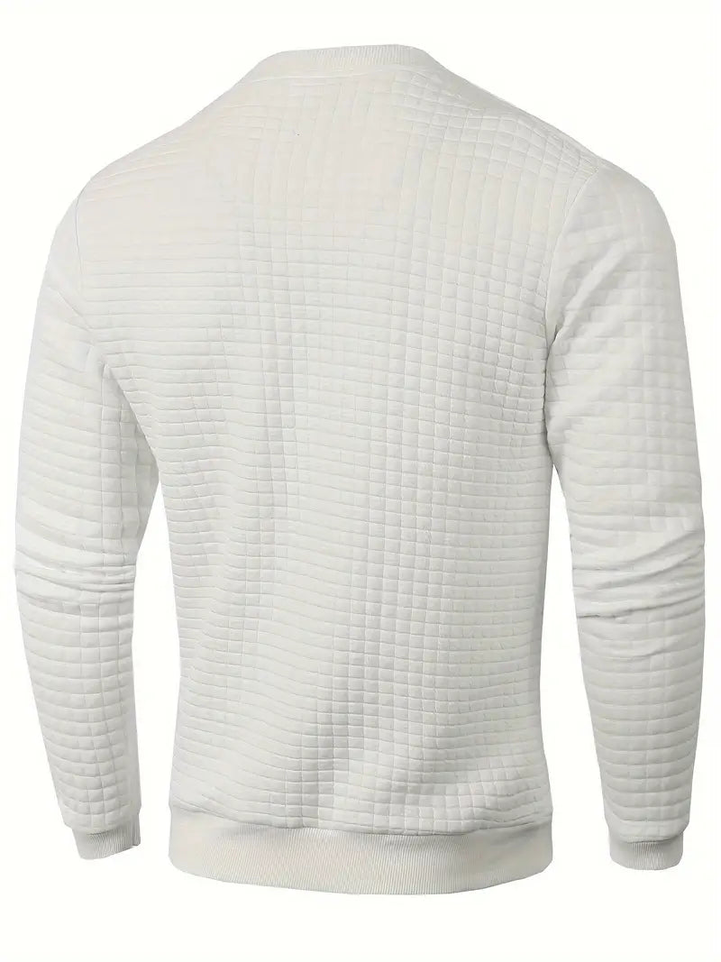 Herren Strickpullover Rundhals Karo Langarm bequem vielseitig