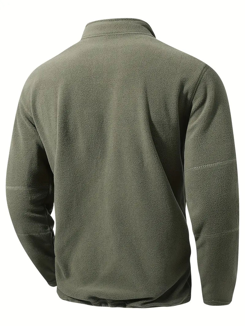 Herren Fleece Sweatjacke Halber Reißverschluss Stehkragen warm bequem