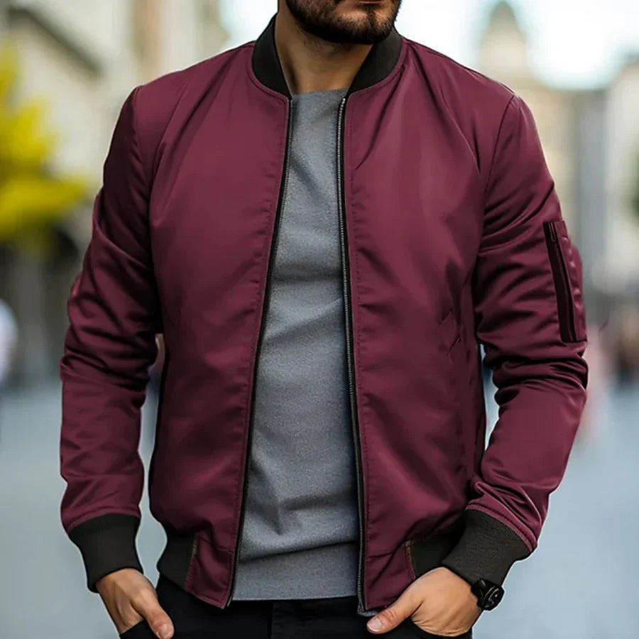 Herren Bomberjacke Regular Fit Leicht Atmungsaktiv Übergangsjacke Reißverschluss Freizeit Streetwear