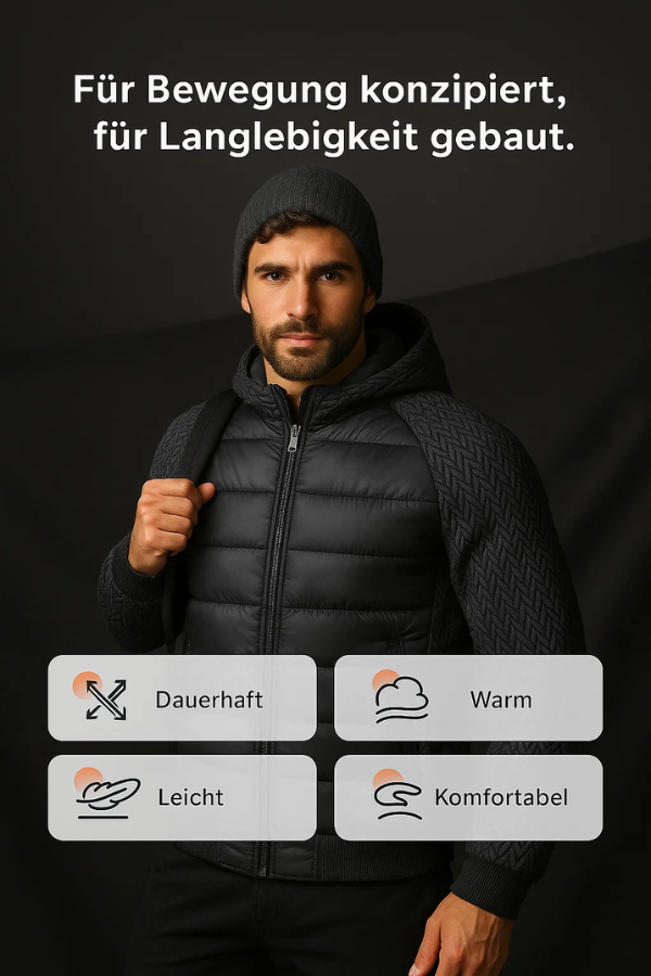 Herren Winterjacke Slim Fit Winddicht Wasserabweisend Leicht Kapuze Outdoor Warm Funktionsjacke
