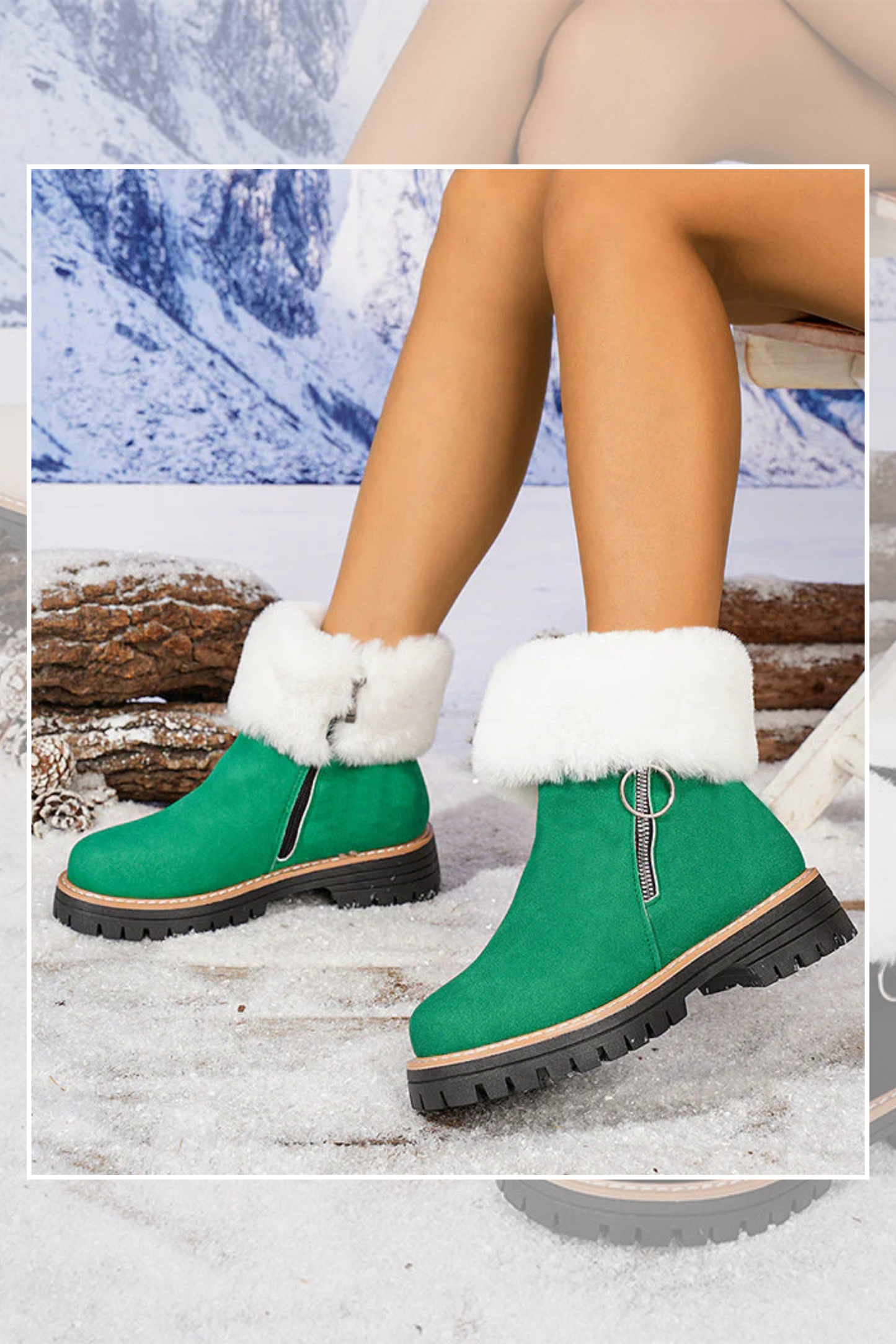 Damen Schneestiefel Kunstpelz Reißverschluss rutschfest warm bequem