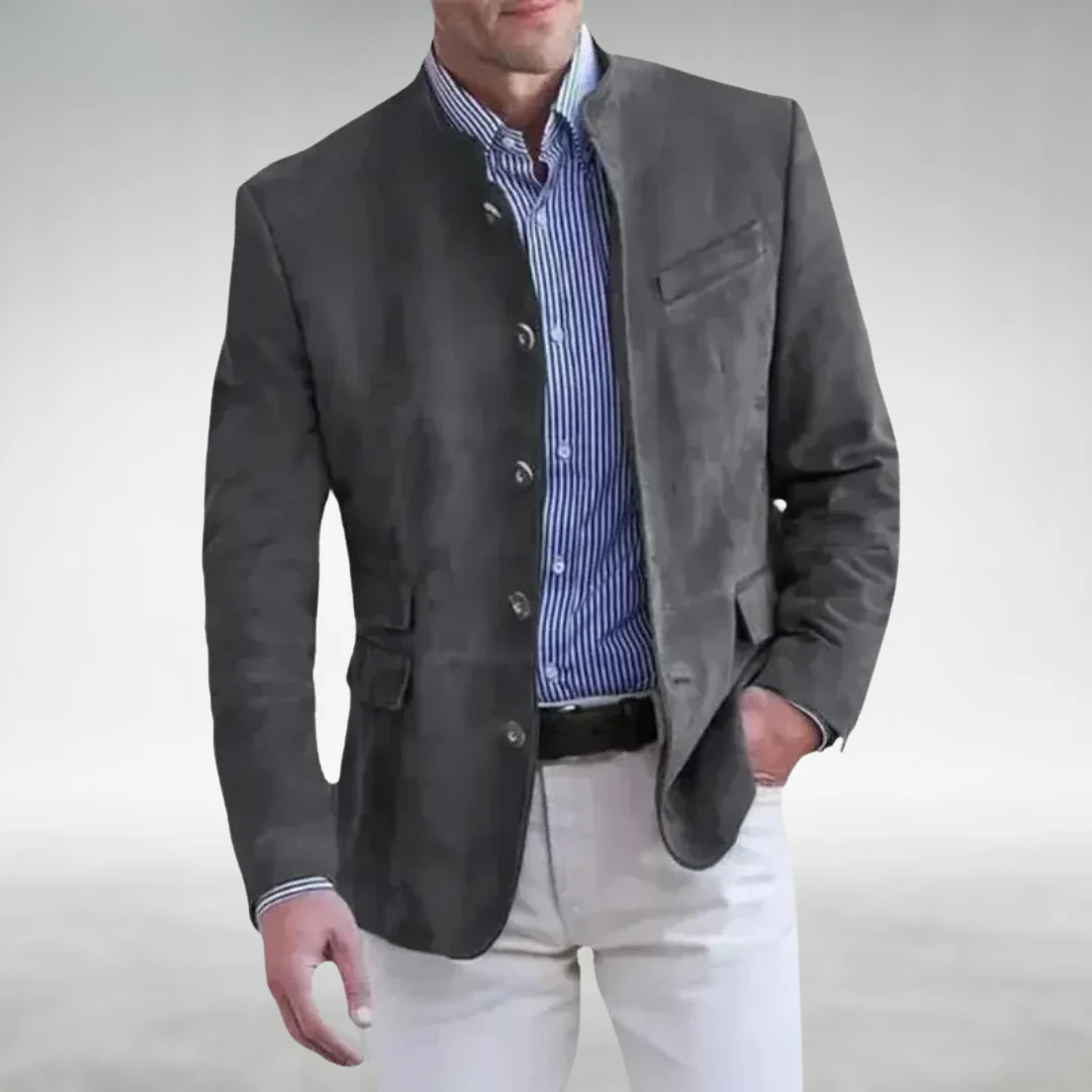 Herren Lederjacke Regular Fit Stehkragen Wildleder Elegant Alltag Business Freizeit Zeitlos