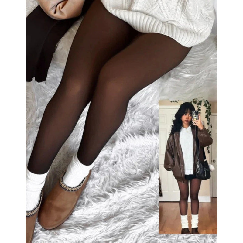Damen Thermo-Strumpfhose Slim Fit Fleece Innenfutter Transparent Effekt Hohe Elastizität Winter Warm Komfort