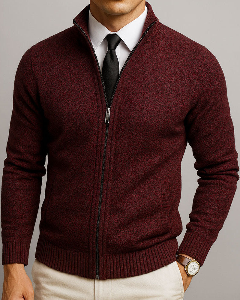 Herren Strickjacke aus Merinowolle, Baumwolle, tailliert, weich, elegant, zeitlos
