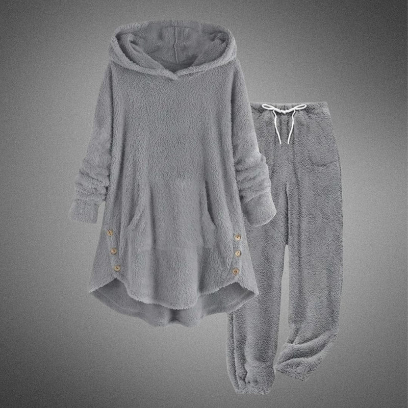 Damen zweiteiliges Set Tunika, Kapuzenhose lose weiche bequeme Freizeit