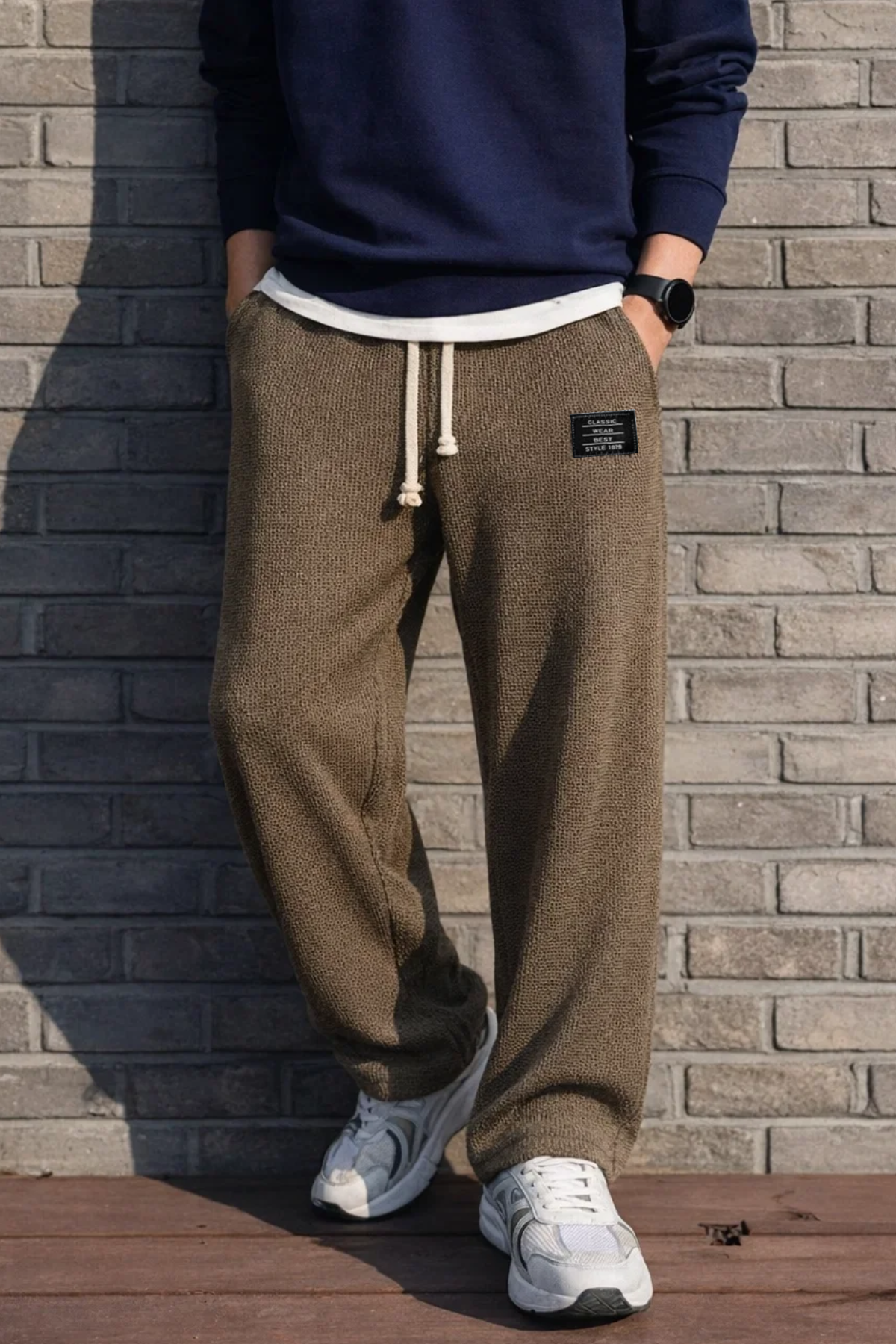 Herrenhose Entspannte Passform Kordelzug leicht elastisch bequeme Taschen