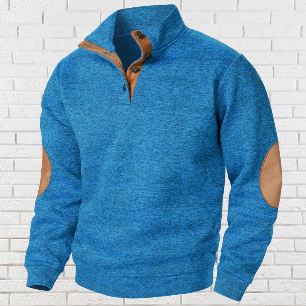 Herren Strickpullover Stehkragen Knopfleiste Langarm bequem vielseitig