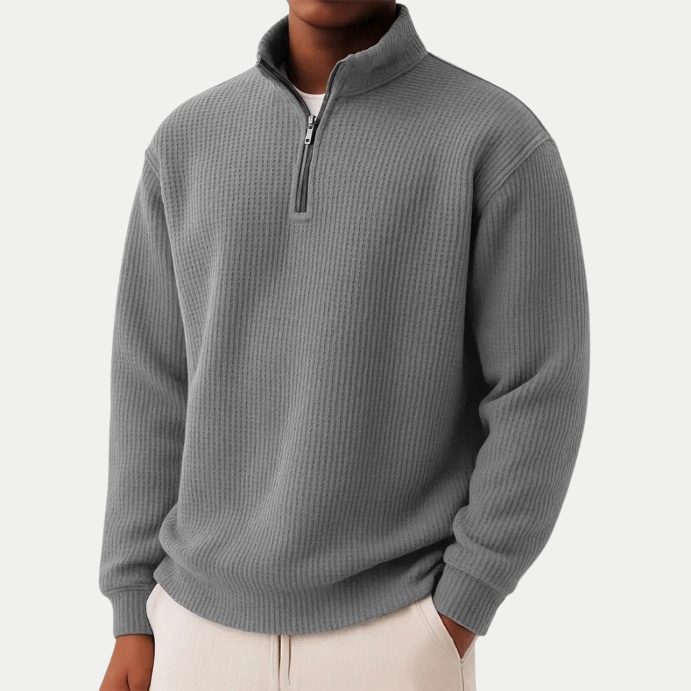 Herren Pullover Reißverschluss Stehkragen Langarm bequem vielseitig