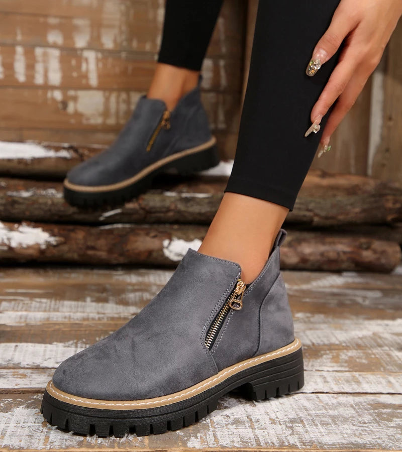 Damen Stiefel orthopädisch rutschfest Reißverschluss gepolstert leicht Alltag Komfort Schuhe