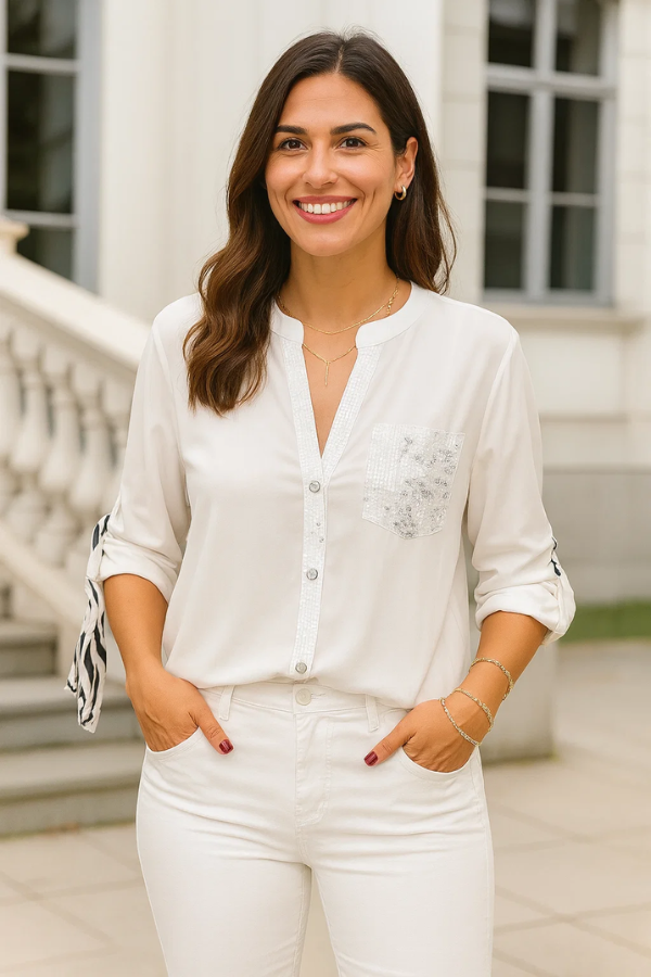 Anne | Casual Top mit Pailletten-Details