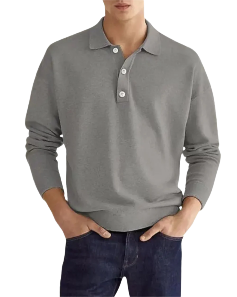 Herren Polopullover tailliert Kragen langarm atmungsaktiv bequem vielseitig