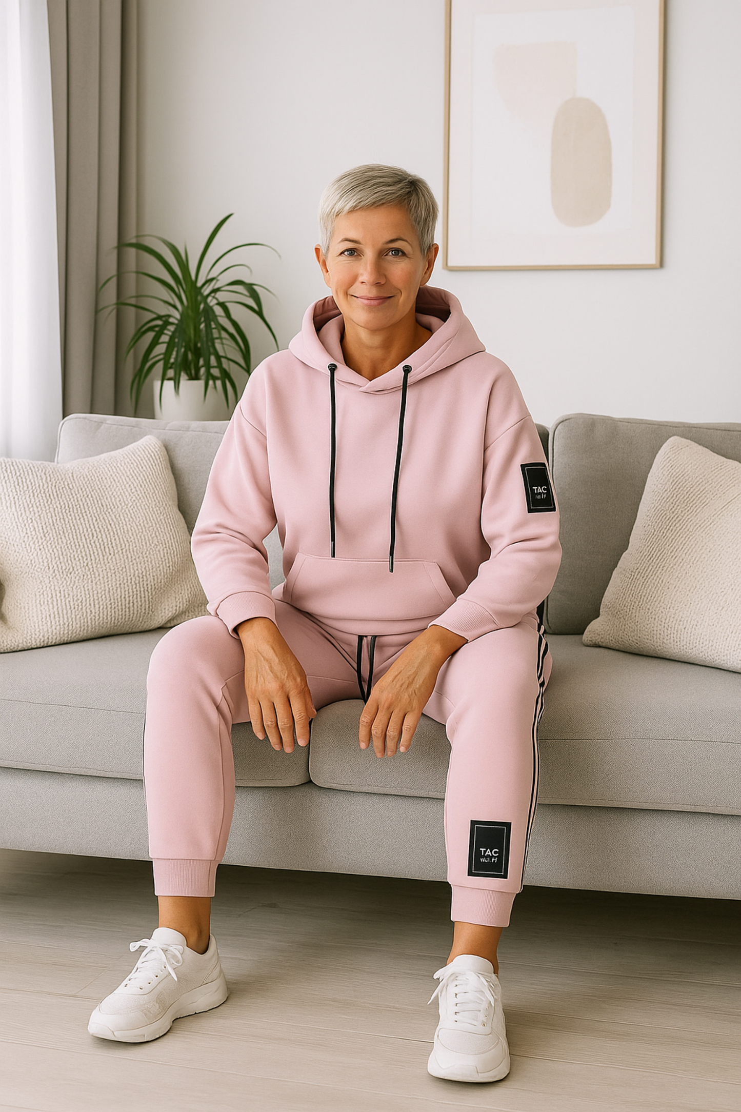 Damen Zweiteiler Hoodie mit Kordelzug und Joggerhose Regular Fit Casual Sport Set 2-teilig