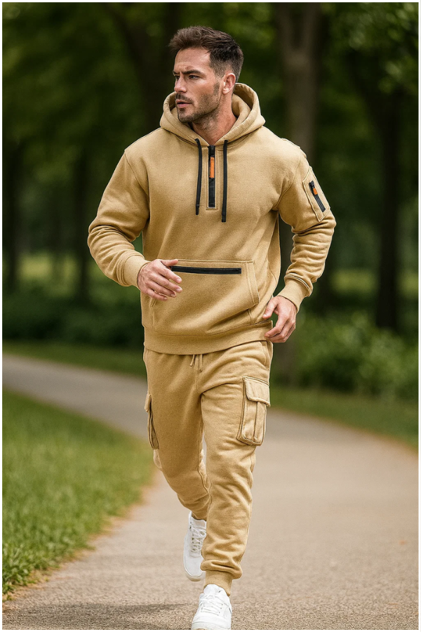 Herren Trainingsanzug Winter Set Hoodie Hose Gefüttert Komfort Freizeit